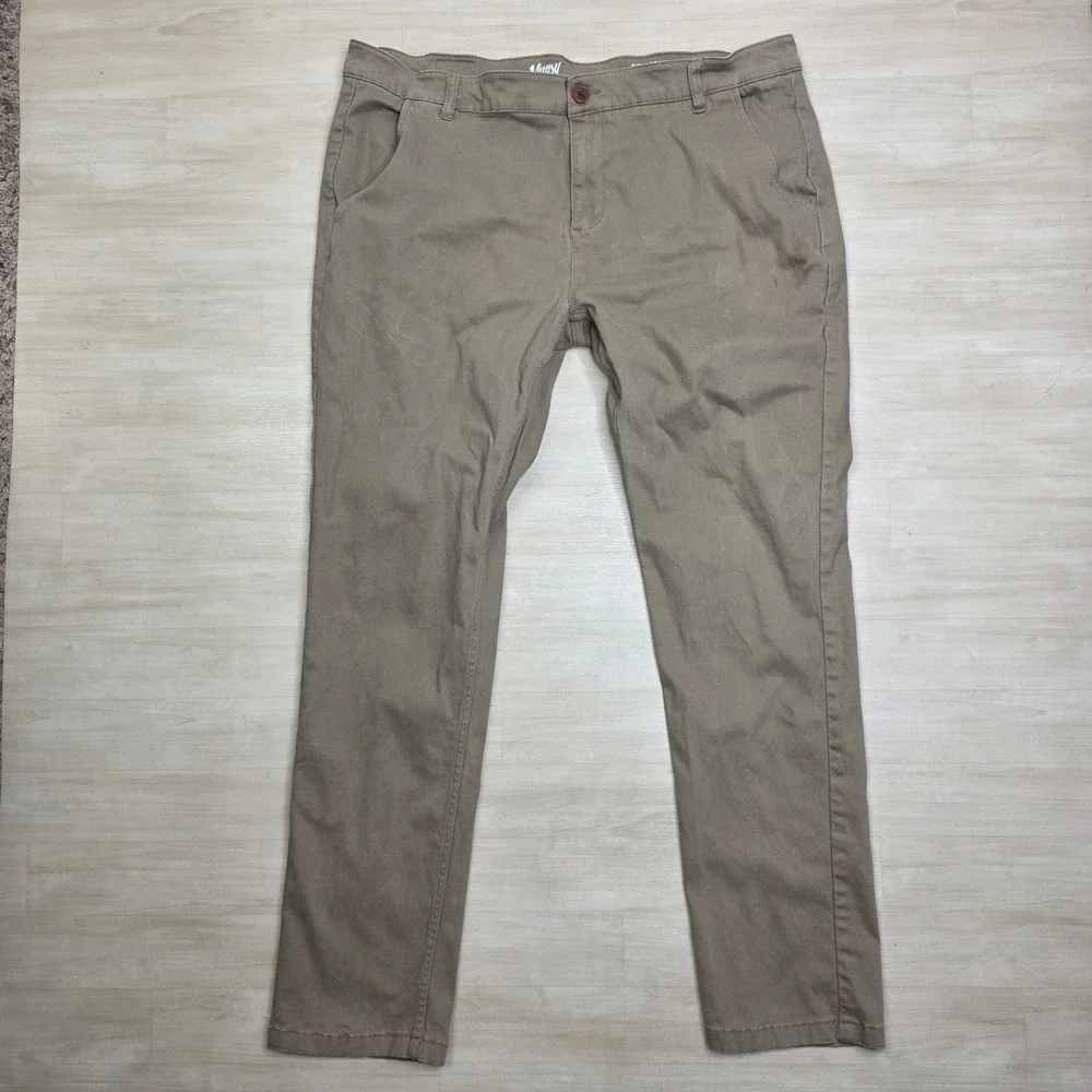 Mugsy Belmonts Mens Khaki Chino Stretch Pants 42x34 K3PNBG Tan Slim Straight
